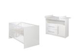 Set Per Cameretta Roba "Maren"", Bianco, Set 2 Pezzi Composto Da Lettino Combinato E Ampio Fasciatoio"