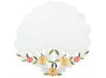 Tovaglia Con Ricamo, Tovaglia Ø 30Cm Ricamata Con Fiori O Farfalle, (Verde - Giallo / Rotonda)