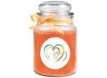 Candela Profumata In Barattolo Di Caramelle "Hearts"", Fragranza: Melone ( Arancia ), 500G - Durata Di Combustione Fino A 110 Ore"