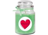 Candela Profumata In Barattolo Di Caramelle "Hearts"", Fragranza: Cocco ( Verde ), 500G - Durata Di Combustione Fino A 110 Ore"