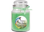 Candela Profumata In Barattolo Di Caramelle "Happy Birthday"", Fragranza: Cocco ( Verde ), 500G - Brucia Fino A 110 Ore"