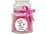 Candela Profumata In Barattolo Di Caramelle "Happy Birthday"", Fragranza: Lavanda (Viola), 120G - Dura Fino A 30 Ore"