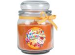 Candela Profumata In Barattolo Di Caramelle "Happy Birthday"", Fragranza: Melone ( Arancia ), 300 G - Dura Fino A 70 Ore"