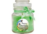Candela Profumata In Barattolo Di Caramelle "Happy Birthday"", Fragranza: Cocco (Verde), 120G - Dura Fino A 30 Ore"