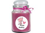 Candela Profumata In Barattolo Di Caramelle "Happy Birthday"", Fragranza: Lavanda (Viola), 500G - Dura Fino A 110 Ore"