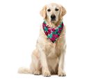 Abakuhaus Bandana Per Animali Domestici Con Motivi Floreali, Tulipani Astratti, 55X55 Cm, Verde Giada E Rosso