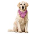 Abakuhaus Bandana Giapponese Per Animali Domestici, Fiori E Forme Ovali, 40X40 Cm, Rosa Pesca-Magenta
