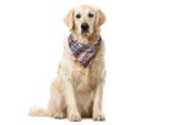 Abakuhaus Bandana Per Animali Domestici In Stile Azteco, Zigzag Orientali E Linee, 55X55 Cm, Salmone Notte Blu Abbronzato