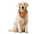 Abakuhaus Bandana Per Animali Domestici Con Fiori, Motivo Astratto Colorato, 55X55 Cm, Arancione Bruciato Multicolore