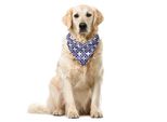 Abakuhaus Bandana Per Animali Domestici Vintage, Motivo Nostalgico Con Foglie, 55X55 Cm, Indaco E Bianco