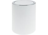 Bremermann Mini Secchio Per Cosmetici Gavello Con Coperchio Girevole | Secchio Da Bagno Con Decoro Scanalato, Plastica 1,5 Litri Bianco, Rotondo