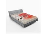 Abakuhaus Lenzuolo Con Angoli Cherry Blossom, Tema Folcloristico Giapponese Sakura Tree, 120 X 190 Cm, Grigio Giallo Corallo Scuro