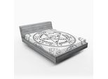 Abakuhaus Lenzuolo Con Angoli Pentacle, Stile Occulto, Forme Geometriche E Testi Didattici In Bianco E Nero, 160 X 200 Cm, Bianco E Nero
