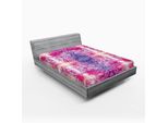 Abakuhaus Lenzuolo Con Angoli Mandala, Stile Orientale Tradizionale Stile Tie Dye Mandala Stampa Ombre Tema Armonia Meditazione, 135 X 190 Cm, Rosa