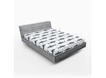 Abakuhaus Lenzuolo Con Angoli, Animali Marini, Squali, Sagome, Potente, Pericoloso, Vita Selvaggia, Nuoto, 135 X 190 Cm, Grigio Antracite, Bianco