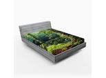 Abakuhaus Lenzuolo Con Angoli Rainforest, Mattina Foresta Selvaggia Edera Albero Tranquillità Nella Natura Rainforest Giungla Motivo Fotografico, 140 X 200 Cm, Verde Marrone