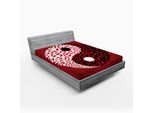 Abakuhaus Ying Yang Lenzuolo Con Angoli, Disegno Grafico Astratto Yin Yang Circle Motivo Bianco E Nero Cosmo Ed Energia, 140 X 200 Cm, Rosso