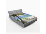 Abakuhaus Lenzuolo Con Angoli, Spiaggia Tropicale Sabbiosa Con Palme, Tema Maldive, Costa, Tranquillità, 150 X 190 Cm, Cocco E Blu