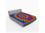 Abakuhaus Lenzuolo Con Angoli Trippy, Spirale Arcobaleno Psichedelica Dai Colori Vivaci Arcobaleno Circolare Dall'effetto Ottico, 90 X 190 Cm, Multicolore