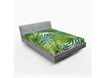 Abakuhaus Fodera Per Materasso Con Motivo Vegetale, Acquerello - Foglie Di Palma Tropicali - Illustrazioni Colorate - Sensazioni Naturali, 180 X 200 Cm, Verde Lime Verde Felce