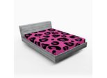 Abakuhaus Lenzuolo Con Angoli Rosa Shocking, Motivo Leopardato, Forme Astratte, Tema Safari Selvaggio E Giungla, 140 X 200 Cm, Nero E Rosa