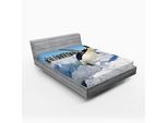 Abakuhaus Lenzuolo Con Angoli Penguin, Penguins Pole Wildlife Nuotare Volare Ballare Famiglie Iceberg Dell'antartide, 180 X 200 Cm, Multicolore