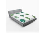Abakuhaus Lenzuolo Con Angoli, Tema Tropicale Paradisiaco-Isola-Natura-Collezione Disegnata A Mano Con Foglie Di Palma, 120 X 190 Cm, Verde Bianco