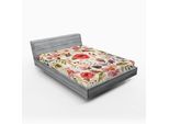 Abakuhaus Shabby Flora Lenzuolo Con Angoli, Acquerello Astratto Primavera Papaveri Fiori Rose Boccioli Lascia Stampa Romantica, 140 X 200 Cm, Multicolore
