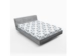 Abakuhaus Lenzuolo Con Angoli, Timone Icone Marittime Ispirazione Nautica Motivo Monocromatico Ripetitivo, 160 X 200 Cm, Blu Navy Bianco
