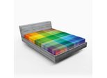 Abakuhaus Lenzuolo Con Angoli Rainbow, Design Retrò A Quadri Color Arcobaleno, Motivo Geometrico Multicolore, 90 X 200 Cm, Multicolore