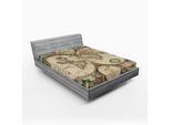 Abakuhaus Lenzuolo Con Angoli Mappa Del Mondo, Design Antico Con Figure Rinascimentali Continenti Ed Emisferi Stile Vintage, 120 X 190 Cm, Multicolore