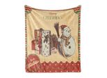 Abakuhaus Coperta Morbida In Flanella E Pile Con Motivo Pupazzo Di Neve, Poster Con Disegno Dell'articolo "Buon Natale E Auguri"" Con Scritta In Corsivo, 175 X 230 Cm, Multicolore"