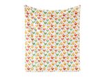 Abakuhaus Valentine Morbida Coperta In Pile Di Flanella, Motivo Colorato Continuo Cuori Irregolari Tratteggiati, 175 X 230 Cm, Calendula Verde Pistacchio