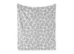Abakuhaus Coperta Nautica In Morbido Pile Di Flanella, Motivo Ripetitivo Con Immagini Di Conchiglie A Strisce Su Sfondo A Pois, 175 X 230 Cm, Bianco E Grigio Scuro