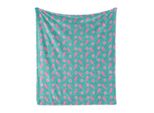 Coperta In Morbido Pile Di Flanella Abakuhaus, Motivo Ripetitivo Con Illustrazioni Di Ghiaccioli E Mezze Fette Di Agrumi, 175 X 230 Cm, Verde Acqua Scuro E Rosa
