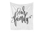 Abakuhaus Coperta In Morbida Flanella Della Famiglia, Calligrafia Della Nostra Famiglia Scritta A Mano, Testo Moderno Monocromatico, Slogan, 175 X 230 Cm, Grigio Antracite Bianco