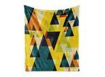 Abakuhaus Coperta In Pile Di Flanella Morbida Geometrica, Triangoli Moderni, Forme Tridimensionali Fantasiose, 175 X 230 Cm, Giallo Terra E Multicolore