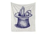 Abakuhaus Coniglio Morbida Coperta In Flanella E Pile, Illustrazione A Matita Di Un Coniglio Con Un Cappello Da Mago Articolo Arte Effimera, 175 X 230 Cm, Blu Navy Cocco