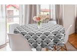 Abakuhaus Tovaglia Rotonda Con Motivo Antico Monocromatico, Tovaglia Circolare Per Sala Da Pranzo E Cucina, 150 Cm, Grigio Antracite E Bianco