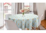 Abakuhaus Tovaglia Rotonda Autunnale, Opera D'arte Con Foglie Di Quercia Gialle, Tovaglia Circolare Per Sala Da Pranzo, Decorazione Per Cucina, 150 Cm, Verde Menta E Beige