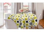 Abakuhaus Tovaglia Rotonda Con Motivi Floreali, Fiori Primaverili Bicolori, Tovaglia Circolare Per Sala Da Pranzo, Decorazione Per Cucina, 150 Cm, Giallo Indaco