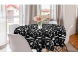 Abakuhaus Tovaglia Rotonda Con Animali, Divertenti Sagome Surreali, Tovaglia Circolare Per Decorare La Sala Da Pranzo E La Cucina, 150 Cm, Grigio Antracite E Bianco