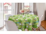 Abakuhaus Tovaglia Rotonda Con Animali Della Fattoria, Pecore Dei Cartoni Animati Nel Bosco, Tovaglia Circolare Per Decorare La Sala Da Pranzo E La Cucina, 150 Cm, Verde Chiaro Multicolore