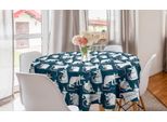 Abakuhaus Tovaglia Rotonda Con Motivo Topi, Motivo Cartoni Animati, Tovaglia Rotonda Per Sala Da Pranzo, Decorazione Cucina, 150 Cm, Verde Acqua Scuro Rosa Pastello