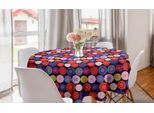 Abakuhaus Tovaglia Rotonda Astratta, Cerchi E Punti, Tovaglia Rotonda Per Sala Da Pranzo, Decorazione Cucina, 150 Cm, Multicolore