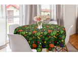 Abakuhaus Tovaglia Rotonda Con Motivi Vegetali, Alimentazione Sana E Biologica, Tovaglia Circolare Per Decorare La Sala Da Pranzo E La Cucina, 150 Cm, Smeraldo Multicolore