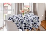 Abakuhaus Tovaglia Rotonda Con Motivi Acquatici, Animali Marini Sottomarini, Tovaglia Circolare Per Sala Da Pranzo, Decorazione Per Cucina, 150 Cm, Blu Cadetto Pallido Indaco
