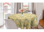 Abakuhaus Tovaglia Rotonda Con Motivi Floreali, Motivi Floreali Con Crisantemi, Tovaglia Rotonda Per Sala Da Pranzo, Decorazione Per Cucina, 150 Cm, Color Crema Senape