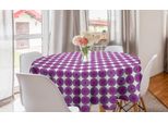 Abakuhaus Tovaglia Rotonda Astratta, Cerchi Viola Ripetitivi, Tovaglia Circolare Per Sala Da Pranzo, Decorazione Per Cucina, 150 Cm, Viola E Bianco