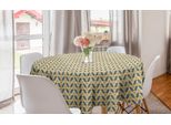 Abakuhaus Tovaglia Rotonda Astratta, Motivi Geometrici A Zigzag, Tovaglia Circolare Per Sala Da Pranzo, Decorazione Cucina, 150 Cm, Giallo Scuro Guscio D'uovo